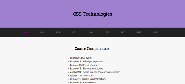 Screenshot of CSS Technologies class website